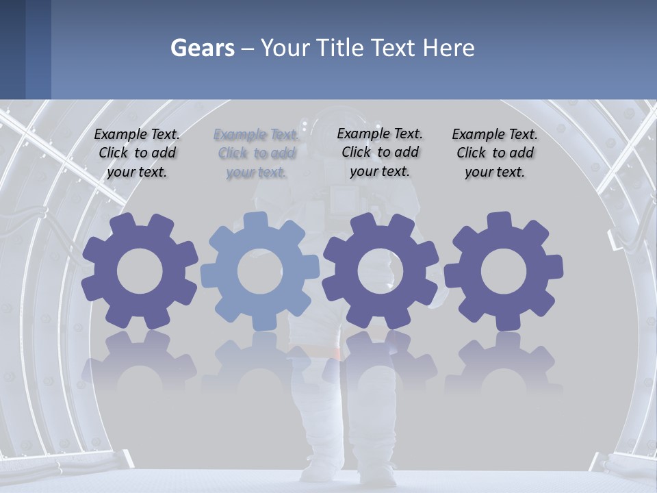 A Man In A Space Suit Is Walking Through A Tunnel PowerPoint Template