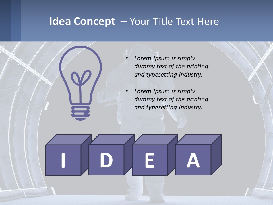A Man In A Space Suit Is Walking Through A Tunnel PowerPoint Template
