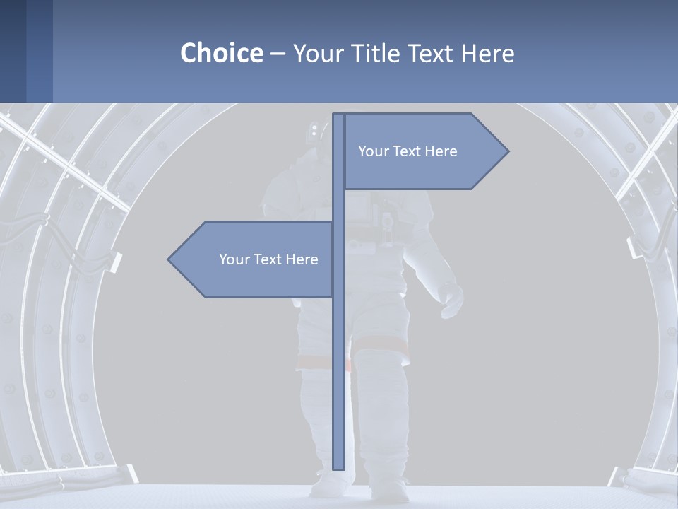 A Man In A Space Suit Is Walking Through A Tunnel PowerPoint Template