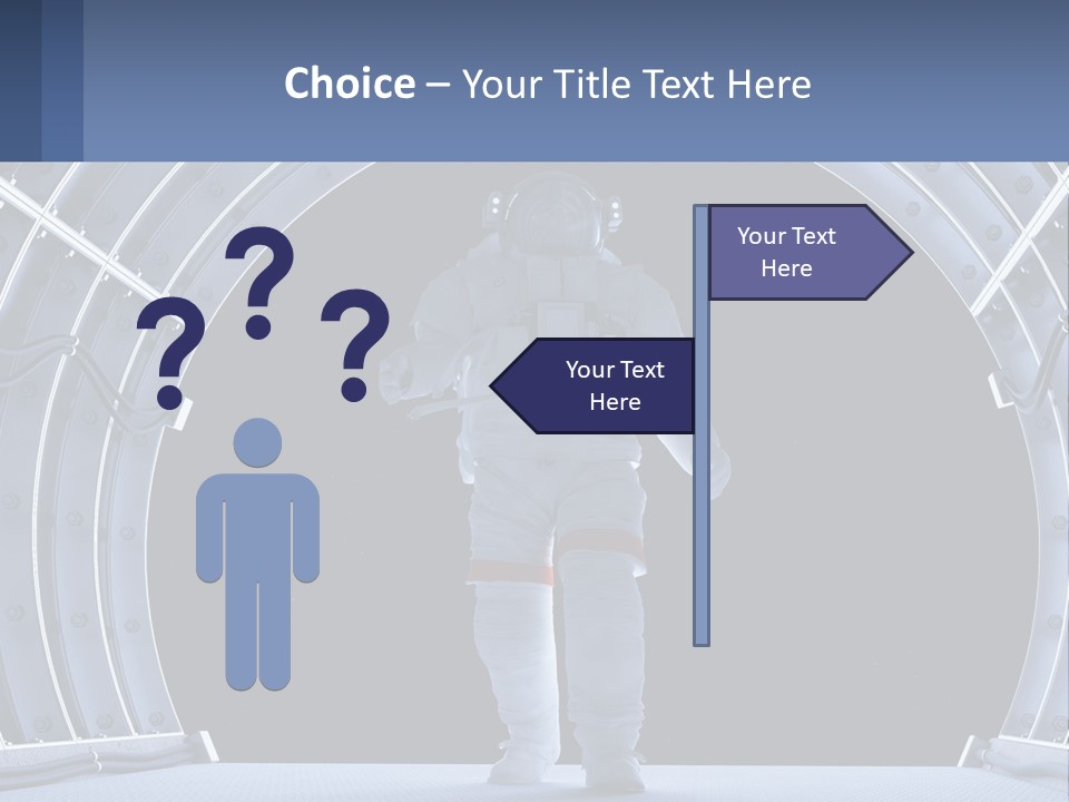 A Man In A Space Suit Is Walking Through A Tunnel PowerPoint Template