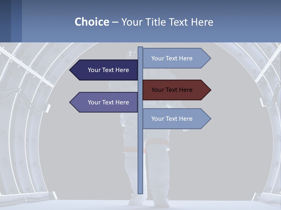 A Man In A Space Suit Is Walking Through A Tunnel PowerPoint Template