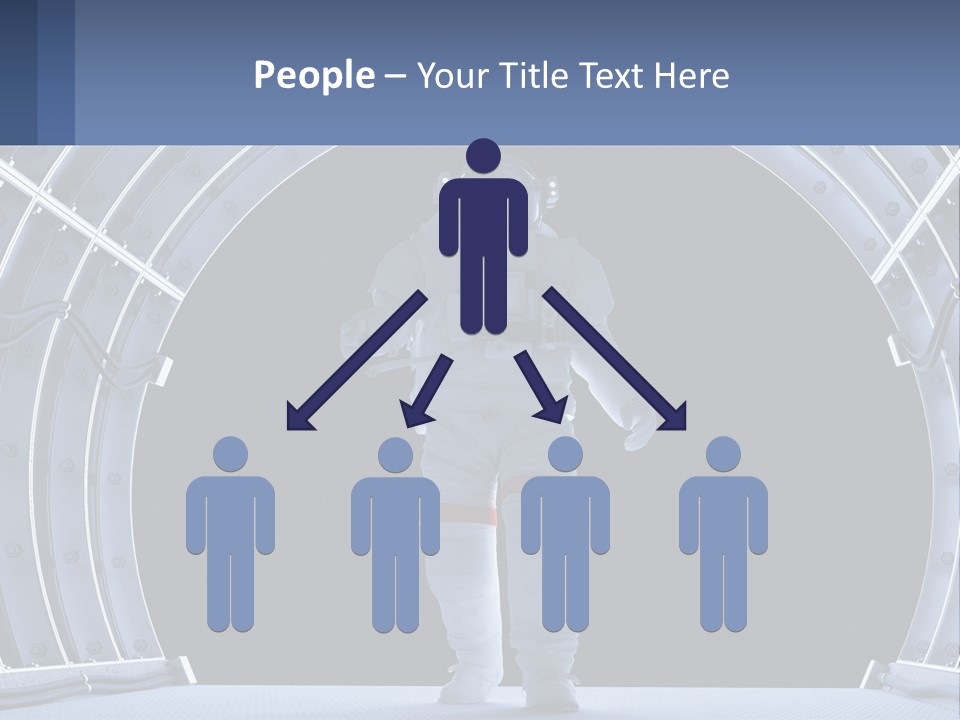 A Man In A Space Suit Is Walking Through A Tunnel PowerPoint Template