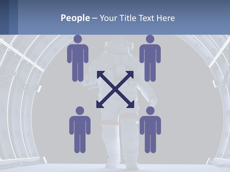 A Man In A Space Suit Is Walking Through A Tunnel PowerPoint Template
