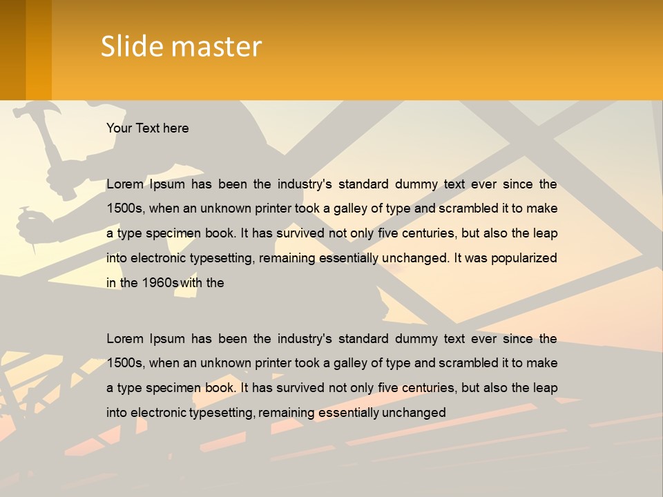 A Silhouette Of A Man Holding A Hammer On Top Of A Building PowerPoint Template