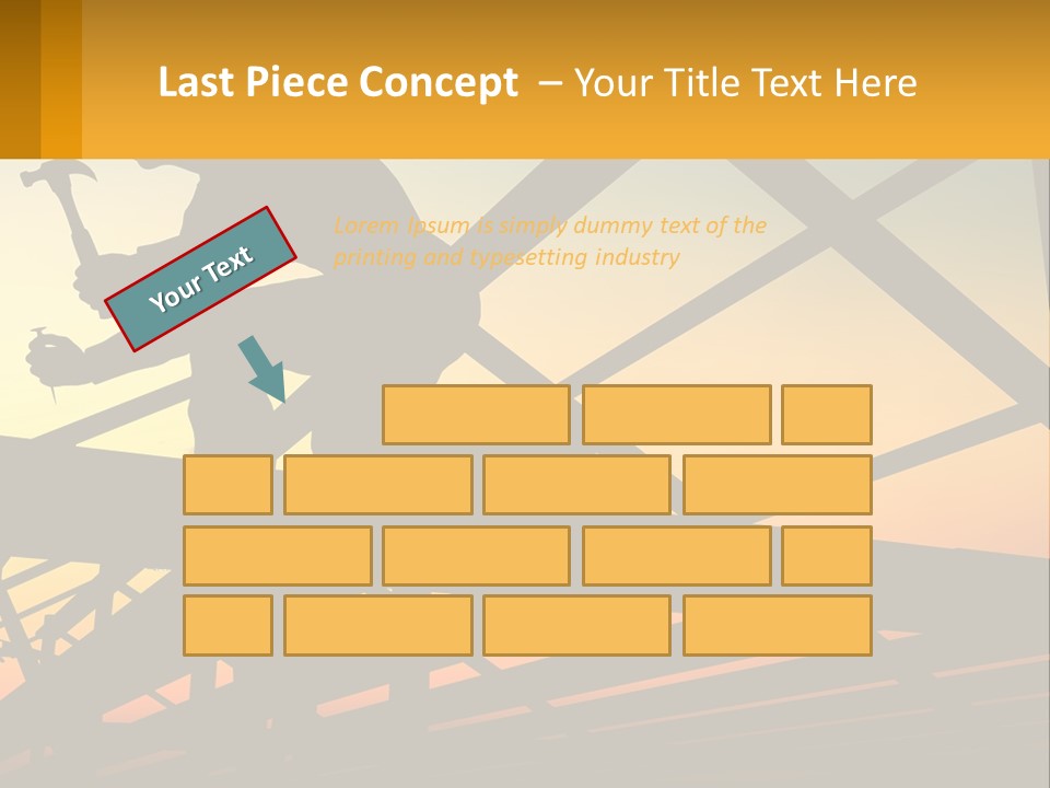 A Silhouette Of A Man Holding A Hammer On Top Of A Building PowerPoint Template