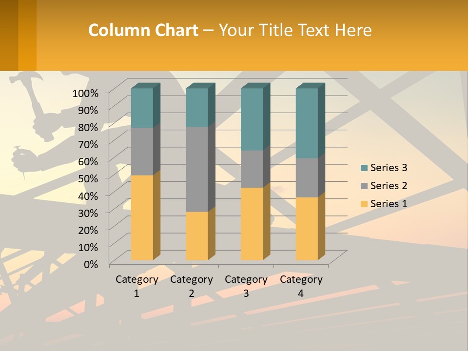 A Silhouette Of A Man Holding A Hammer On Top Of A Building PowerPoint Template