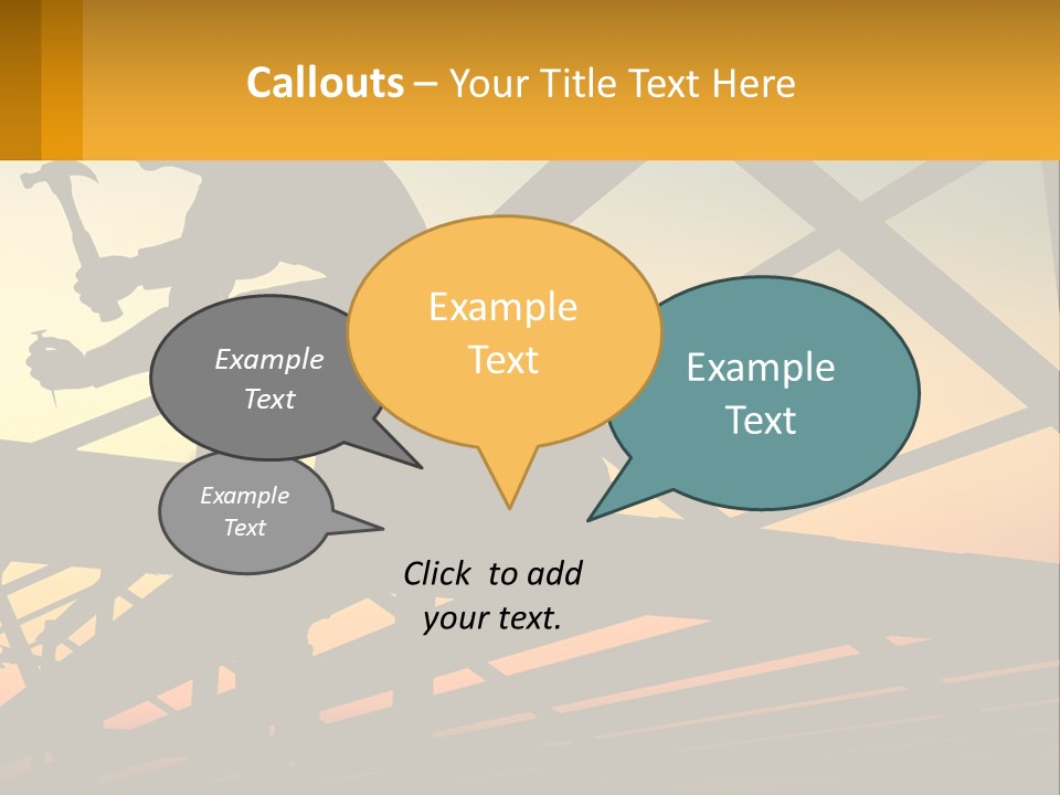 A Silhouette Of A Man Holding A Hammer On Top Of A Building PowerPoint Template