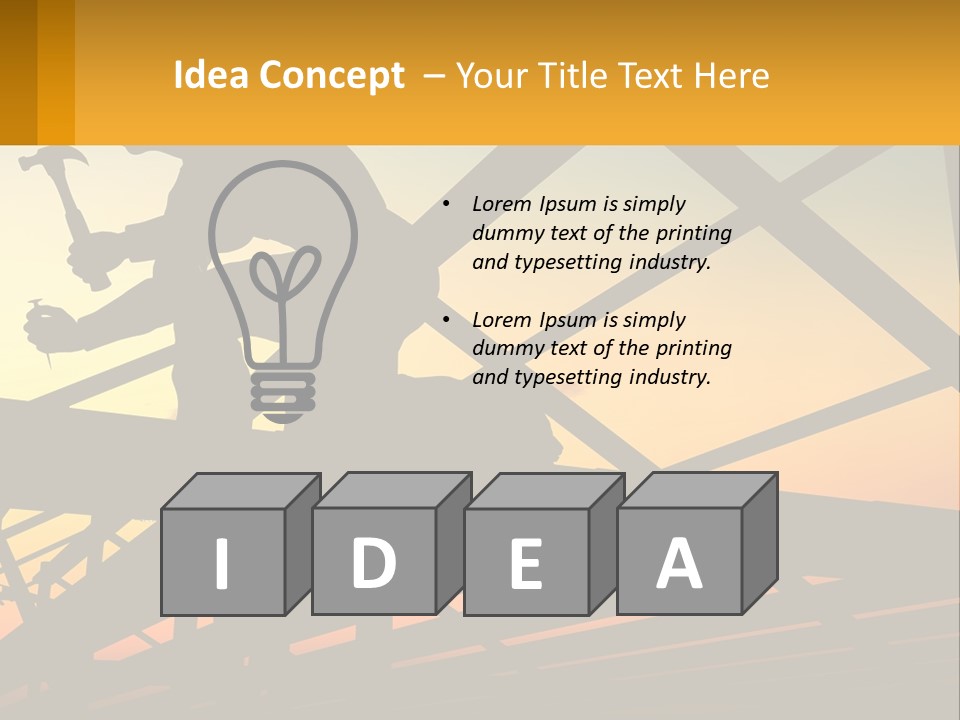 A Silhouette Of A Man Holding A Hammer On Top Of A Building PowerPoint Template