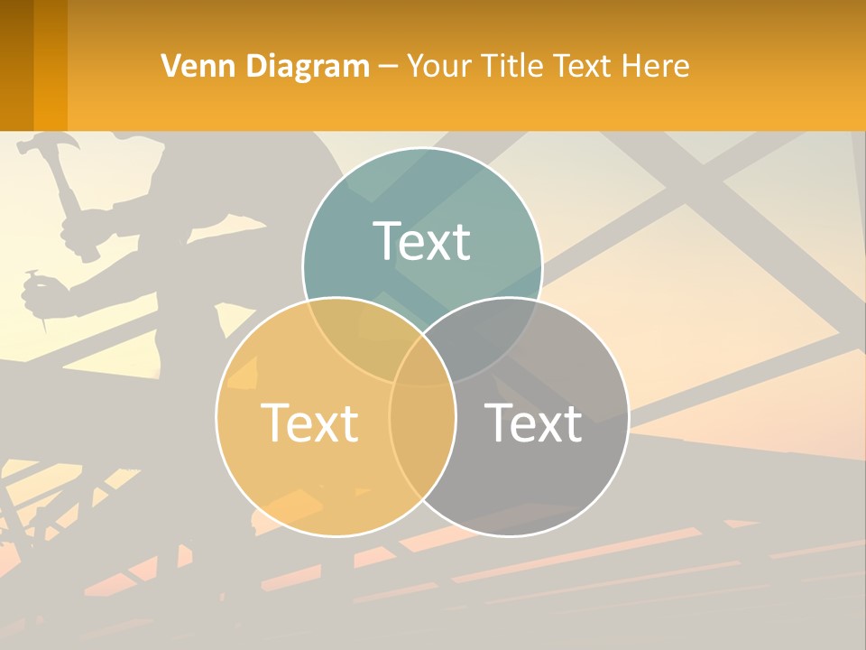 A Silhouette Of A Man Holding A Hammer On Top Of A Building PowerPoint Template