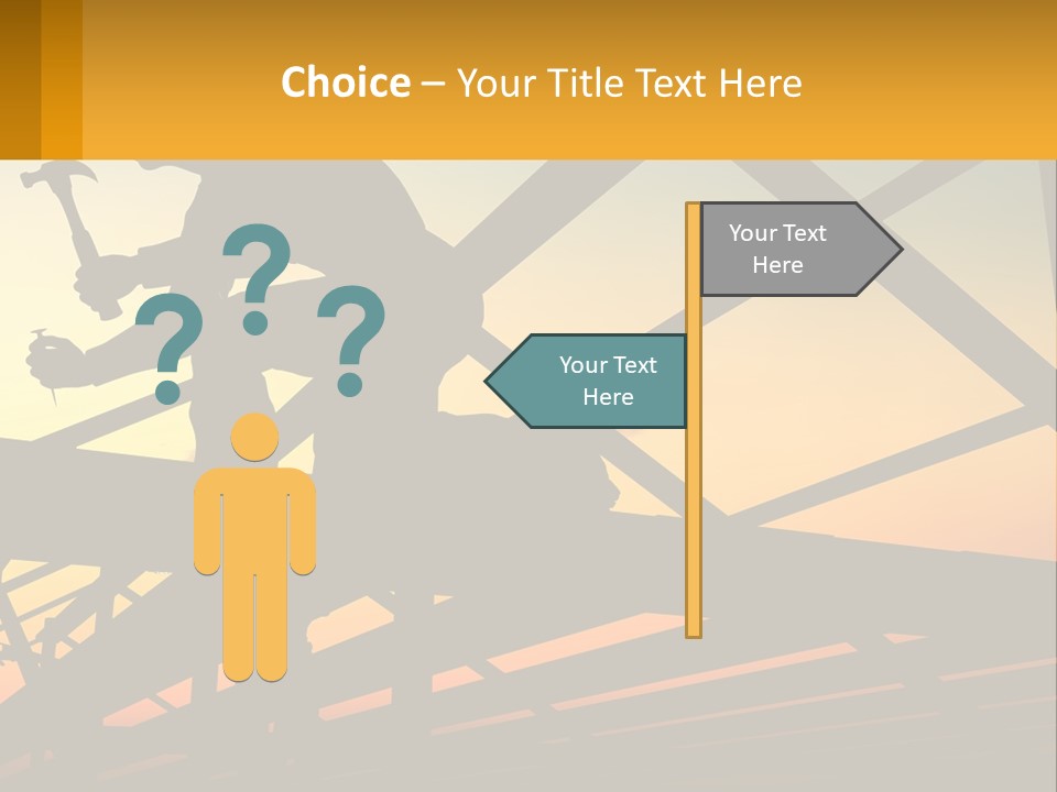 A Silhouette Of A Man Holding A Hammer On Top Of A Building PowerPoint Template