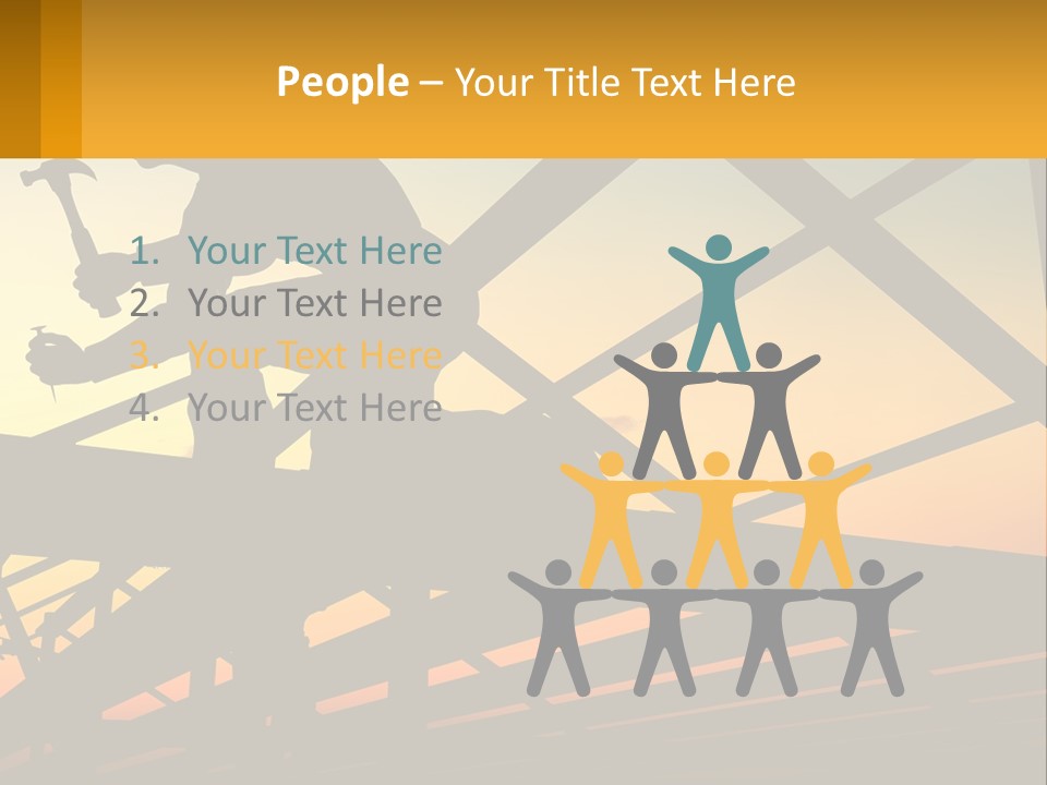 A Silhouette Of A Man Holding A Hammer On Top Of A Building PowerPoint Template