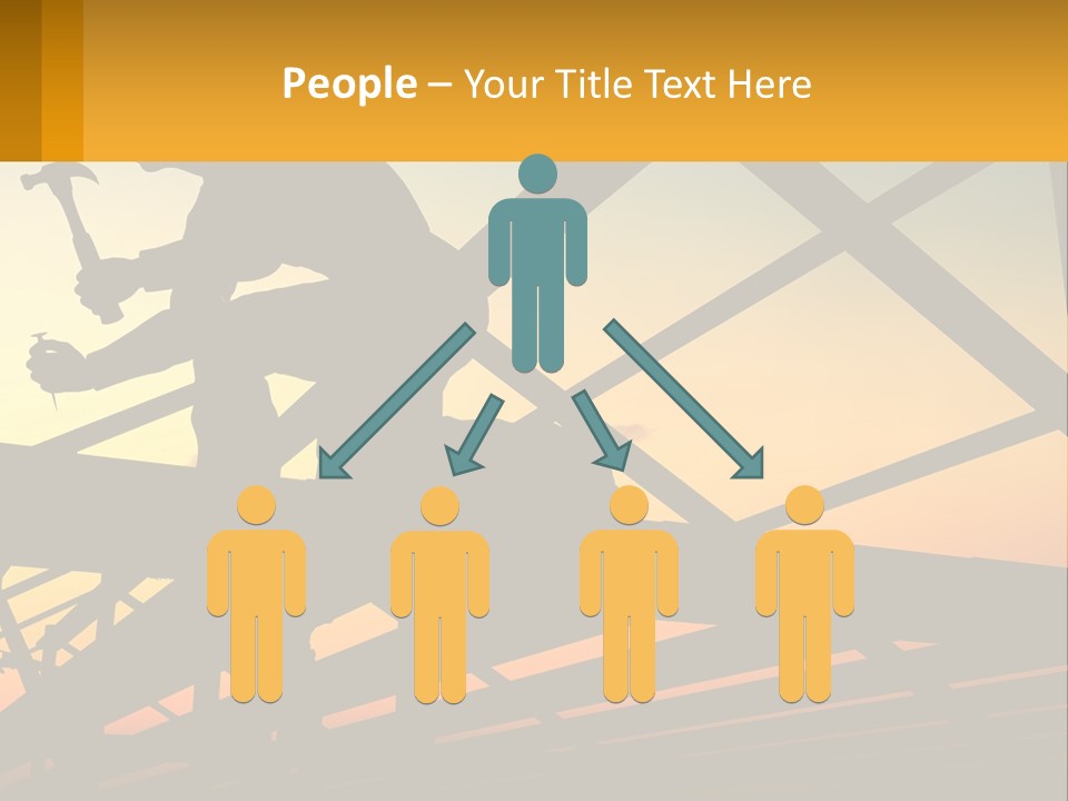 A Silhouette Of A Man Holding A Hammer On Top Of A Building PowerPoint Template