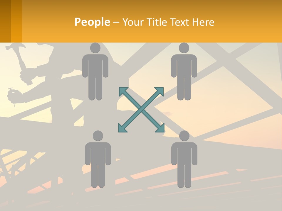 A Silhouette Of A Man Holding A Hammer On Top Of A Building PowerPoint Template