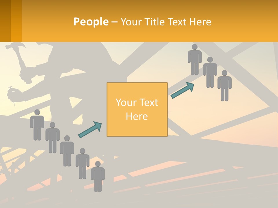 A Silhouette Of A Man Holding A Hammer On Top Of A Building PowerPoint Template