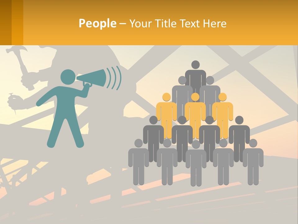 A Silhouette Of A Man Holding A Hammer On Top Of A Building PowerPoint Template