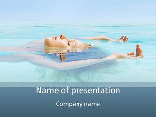 A Woman Floating In A Pool Of Water Powerpoint Template PowerPoint Template