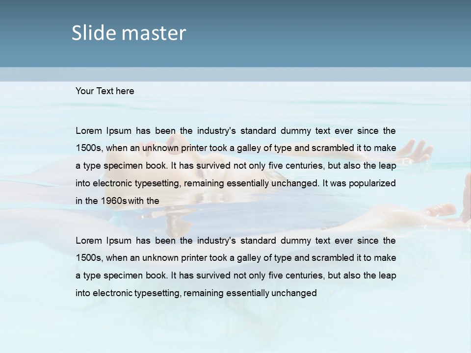 A Woman Floating In A Pool Of Water Powerpoint Template PowerPoint Template