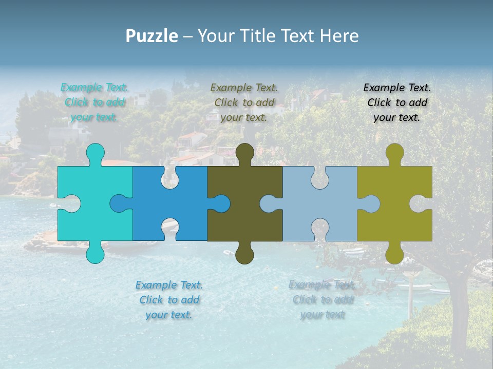 A Lake With Boats In It And A Mountain In The Background PowerPoint Template