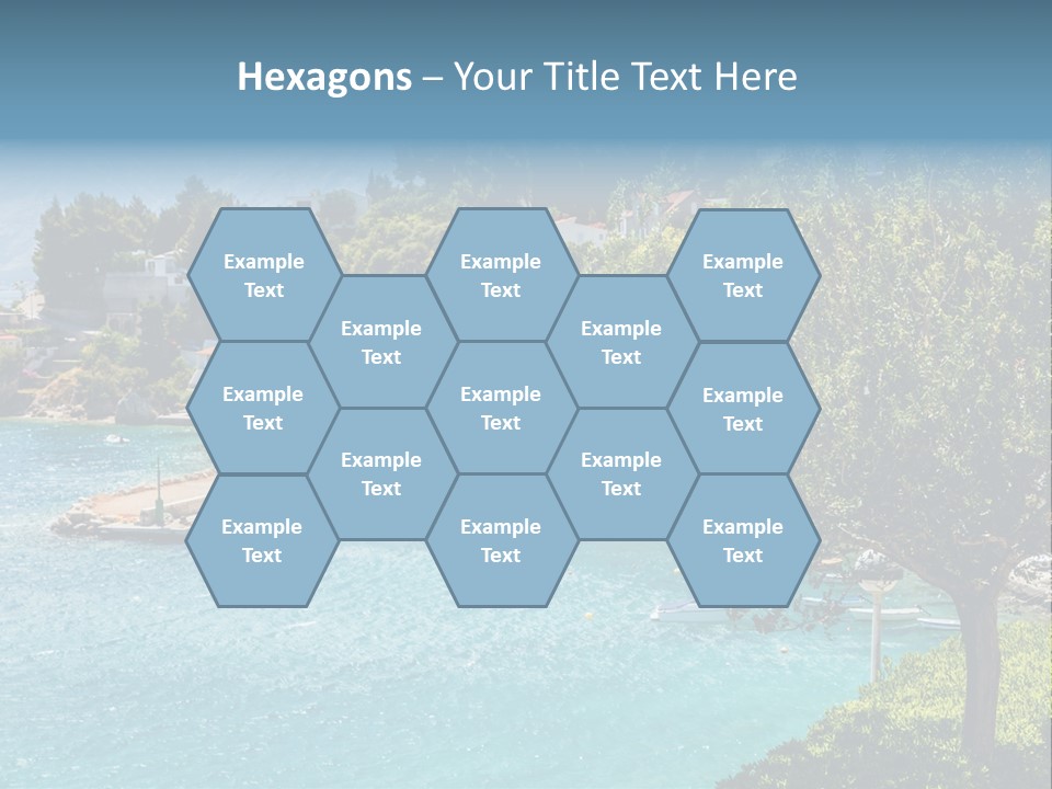 A Lake With Boats In It And A Mountain In The Background PowerPoint Template