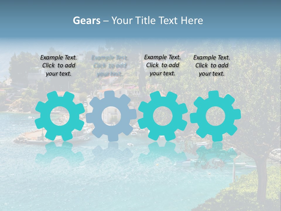 A Lake With Boats In It And A Mountain In The Background PowerPoint Template