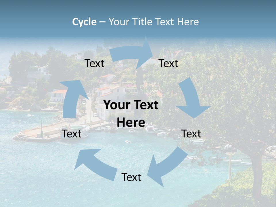 A Lake With Boats In It And A Mountain In The Background PowerPoint Template