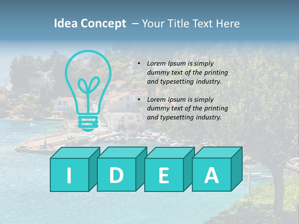 A Lake With Boats In It And A Mountain In The Background PowerPoint Template