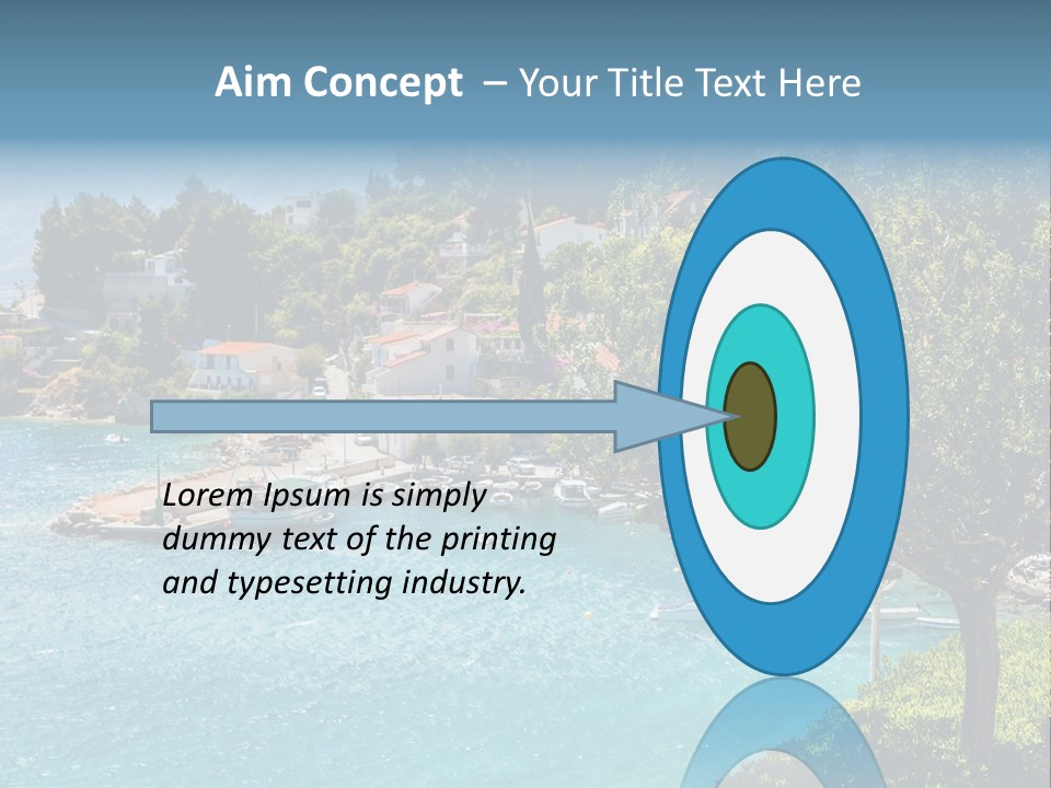 A Lake With Boats In It And A Mountain In The Background PowerPoint Template