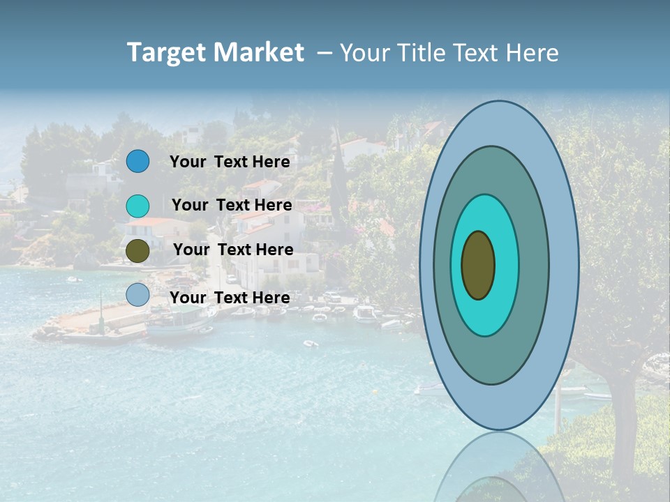 A Lake With Boats In It And A Mountain In The Background PowerPoint Template