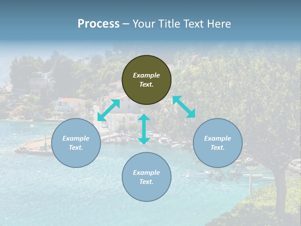A Lake With Boats In It And A Mountain In The Background PowerPoint Template