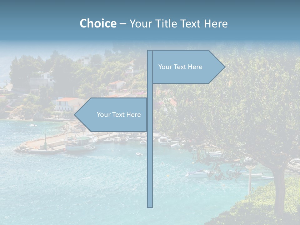 A Lake With Boats In It And A Mountain In The Background PowerPoint Template
