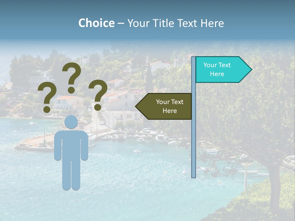 A Lake With Boats In It And A Mountain In The Background PowerPoint Template