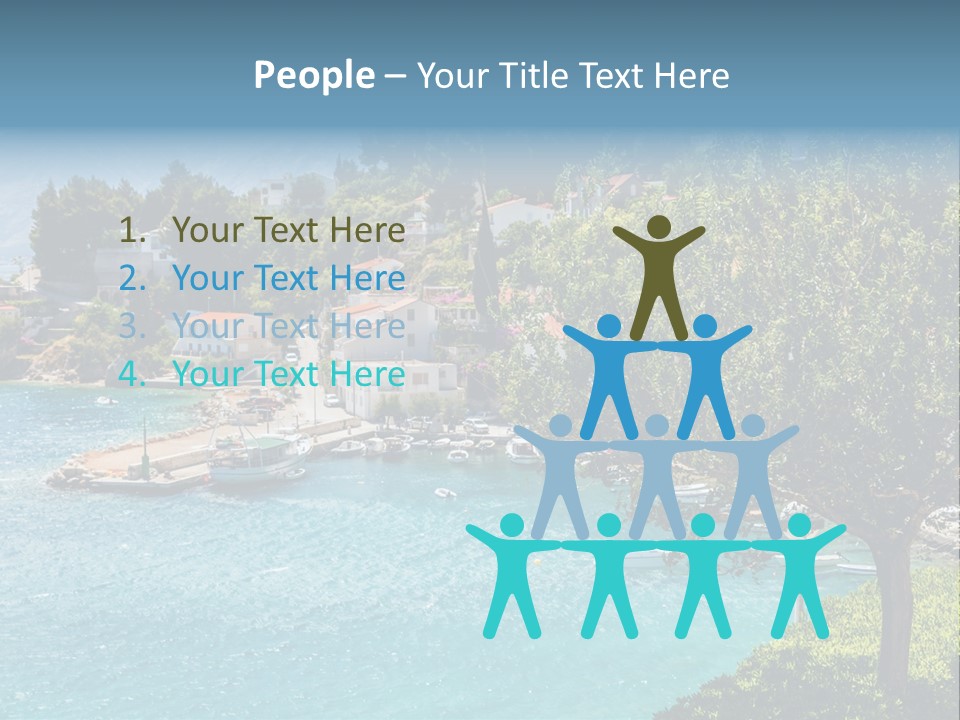 A Lake With Boats In It And A Mountain In The Background PowerPoint Template