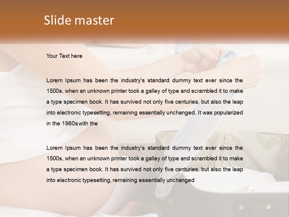 A Pregnant Woman In A White Dress Is Holding A Blue Piece Of Cloth PowerPoint Template