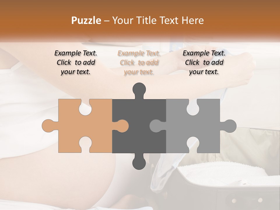 A Pregnant Woman In A White Dress Is Holding A Blue Piece Of Cloth PowerPoint Template