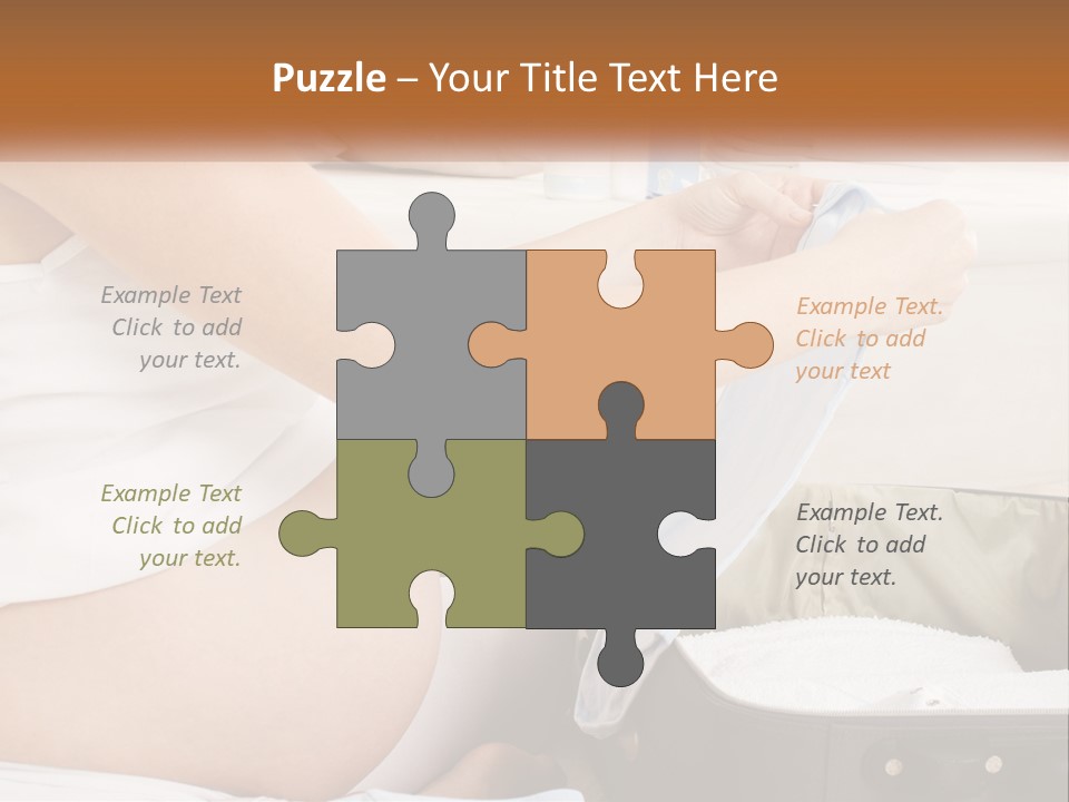 A Pregnant Woman In A White Dress Is Holding A Blue Piece Of Cloth PowerPoint Template