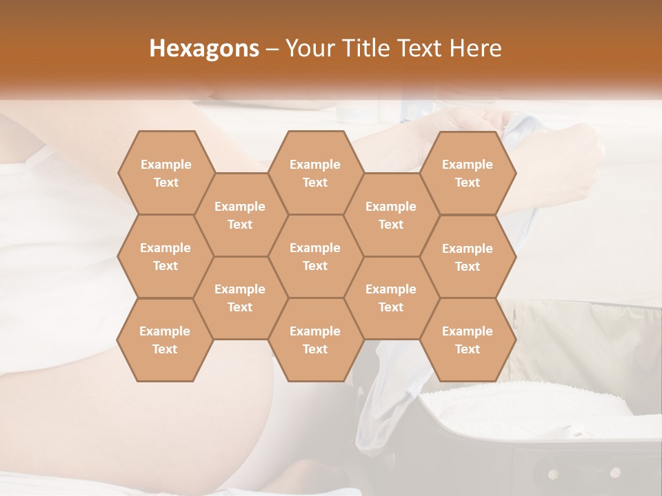 A Pregnant Woman In A White Dress Is Holding A Blue Piece Of Cloth PowerPoint Template