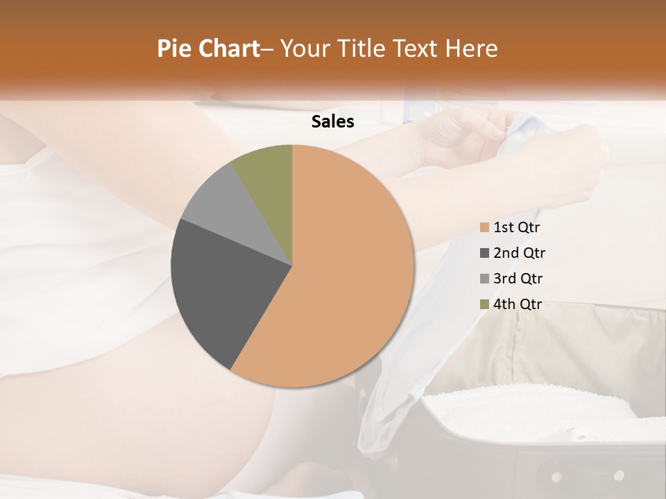 A Pregnant Woman In A White Dress Is Holding A Blue Piece Of Cloth PowerPoint Template