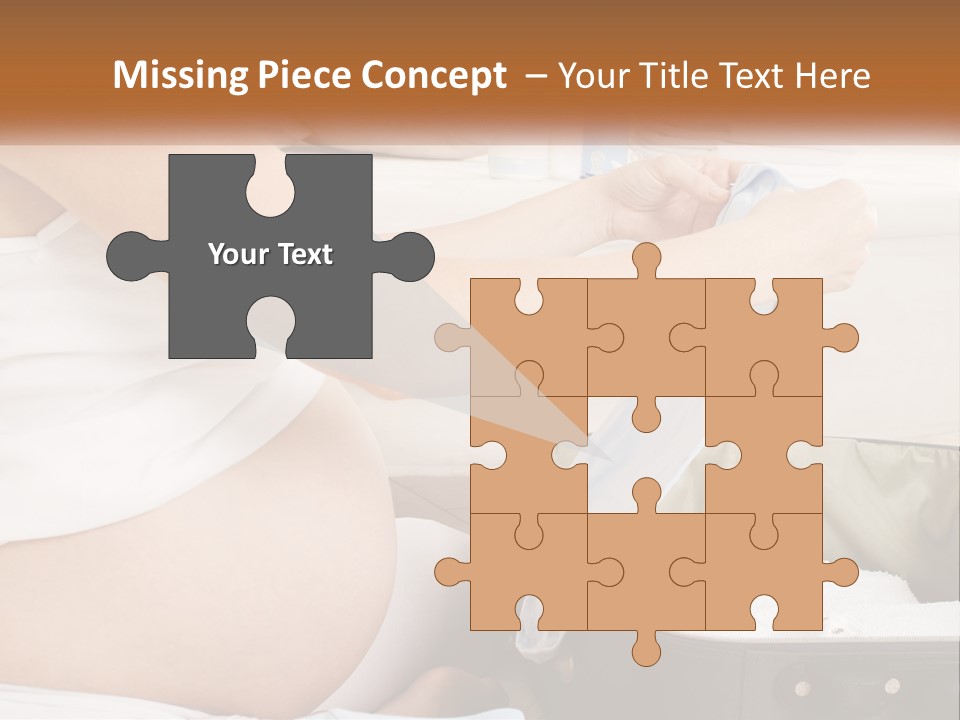 A Pregnant Woman In A White Dress Is Holding A Blue Piece Of Cloth PowerPoint Template