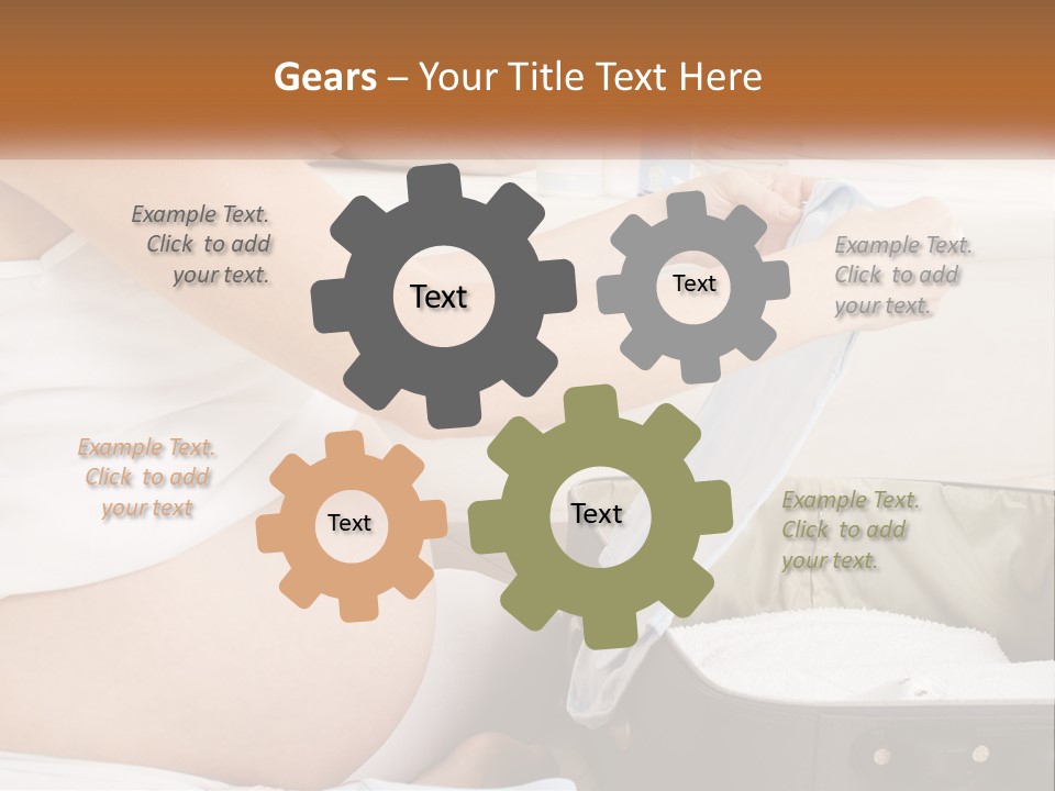 A Pregnant Woman In A White Dress Is Holding A Blue Piece Of Cloth PowerPoint Template
