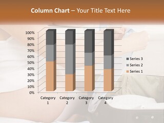 A Pregnant Woman In A White Dress Is Holding A Blue Piece Of Cloth PowerPoint Template