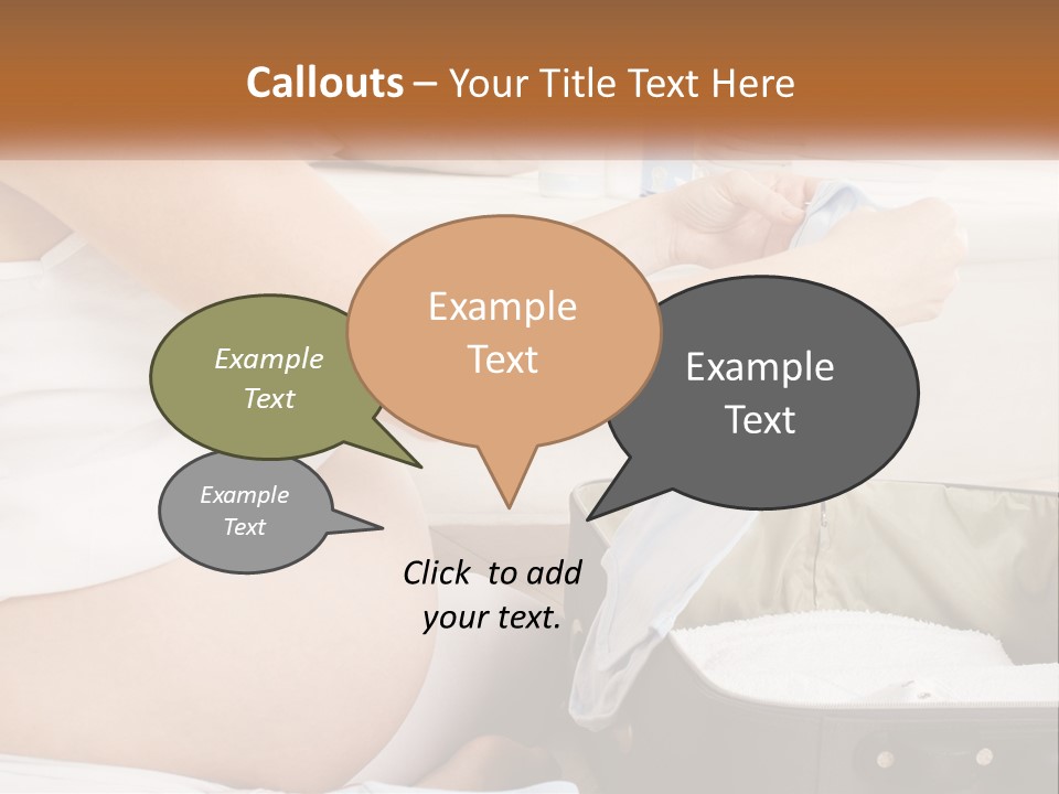 A Pregnant Woman In A White Dress Is Holding A Blue Piece Of Cloth PowerPoint Template
