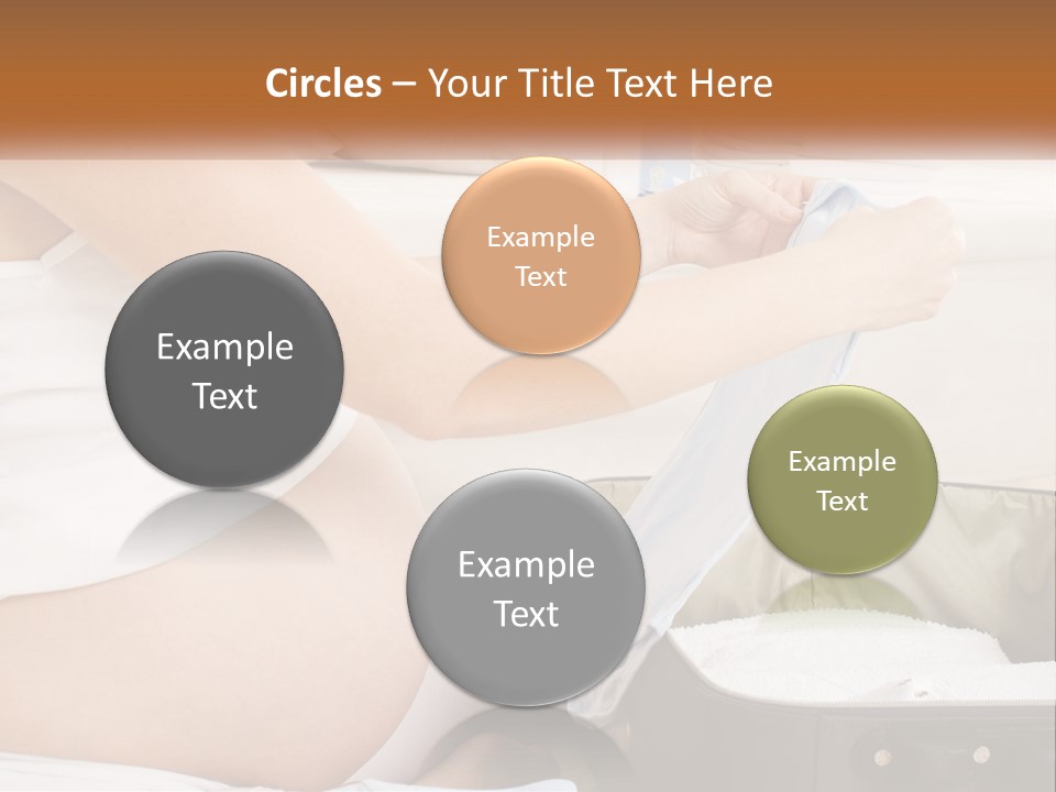 A Pregnant Woman In A White Dress Is Holding A Blue Piece Of Cloth PowerPoint Template