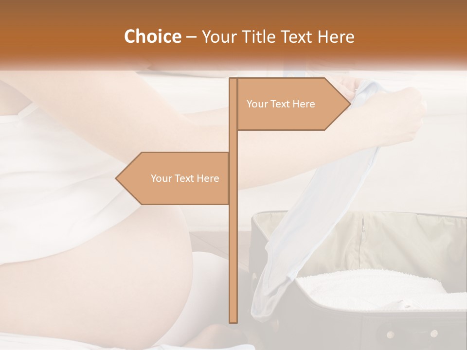 A Pregnant Woman In A White Dress Is Holding A Blue Piece Of Cloth PowerPoint Template