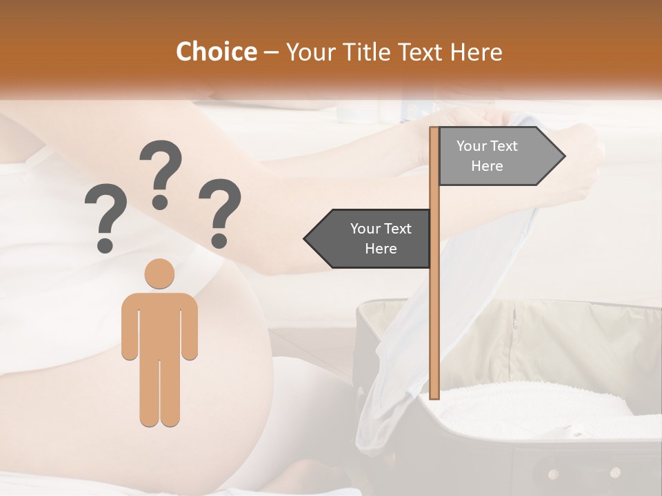 A Pregnant Woman In A White Dress Is Holding A Blue Piece Of Cloth PowerPoint Template