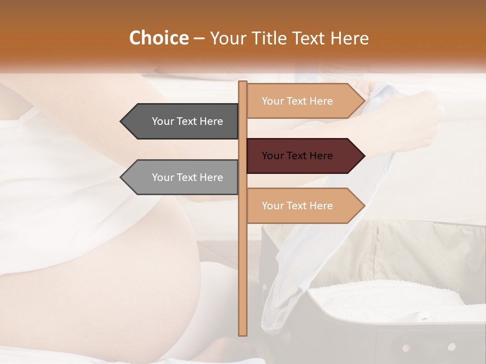 A Pregnant Woman In A White Dress Is Holding A Blue Piece Of Cloth PowerPoint Template