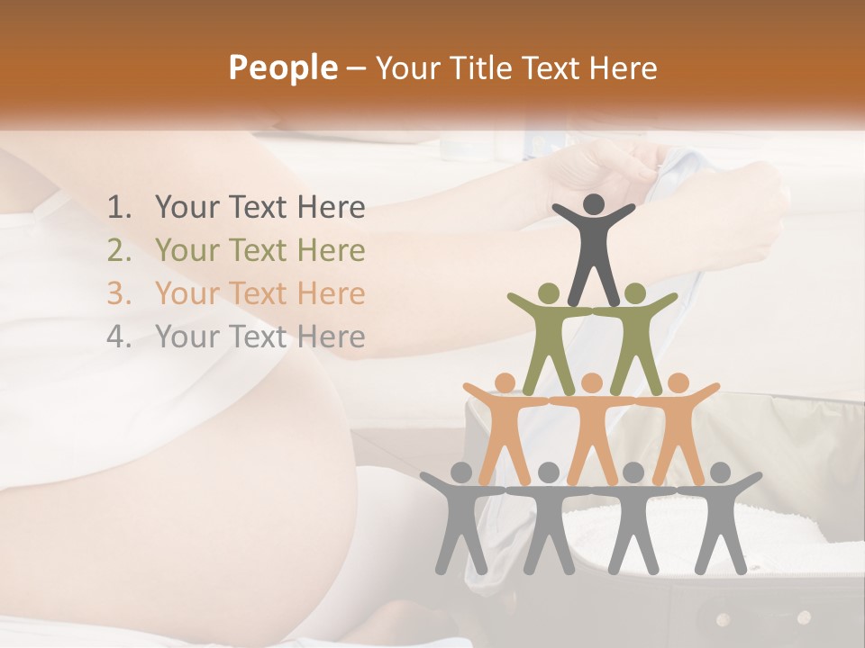 A Pregnant Woman In A White Dress Is Holding A Blue Piece Of Cloth PowerPoint Template