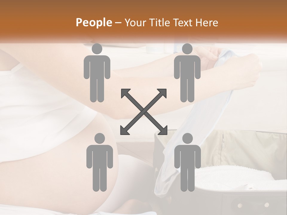 A Pregnant Woman In A White Dress Is Holding A Blue Piece Of Cloth PowerPoint Template