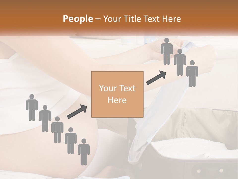A Pregnant Woman In A White Dress Is Holding A Blue Piece Of Cloth PowerPoint Template