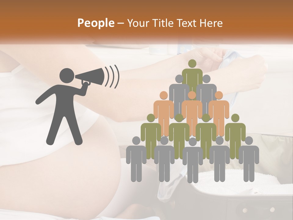 A Pregnant Woman In A White Dress Is Holding A Blue Piece Of Cloth PowerPoint Template
