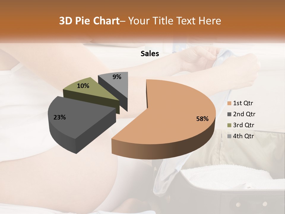 A Pregnant Woman In A White Dress Is Holding A Blue Piece Of Cloth PowerPoint Template